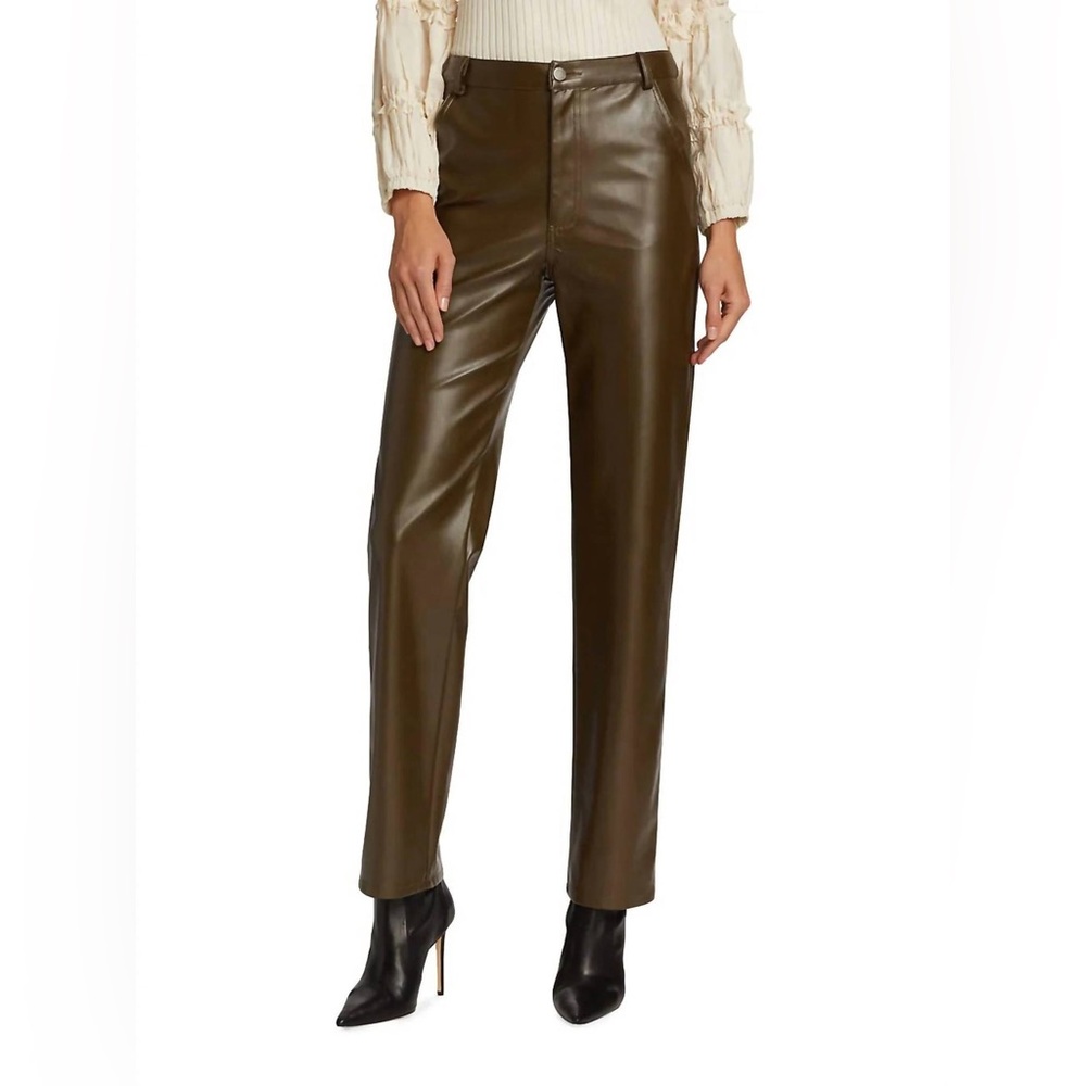 En Saison olive green faux leather pants